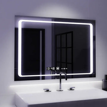 Oglinda LED Senzor Eudora Sistem Dezaburire Ceas Temperatura 90x60 cm