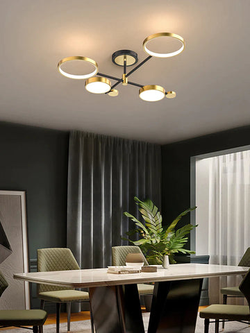 Lustra LED Glory 68 W Cu Telecomanda, Negru Auriu