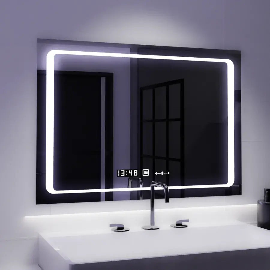 Oglinda LED Senzor Eudora Sistem Dezaburire Ceas Temperatura 90x60 cm