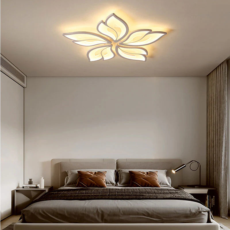 Lustra LED Flower 120 W Cu Telecomanda, Dimabila, Alb