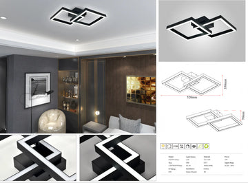 Lustra LED Roya 37 W, Cu Telecomanda, Dimabila, Negru